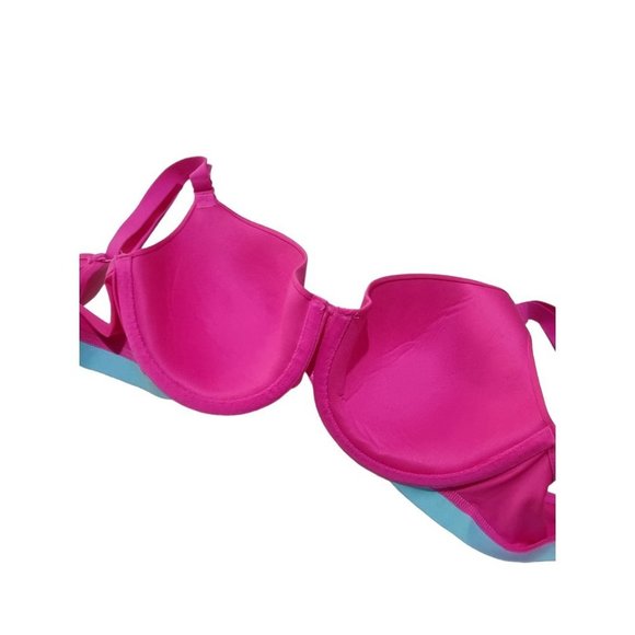 BONDS Pink & Blue Everyday T-Shirt Bra Underwire Padded Adjustable Size 14D - Picture 2 of 6